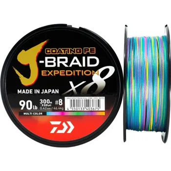 Pletená Šňůra Daiwa J-Braid X8 Expedition Multicolor 300m 0,16mm/9,8kg