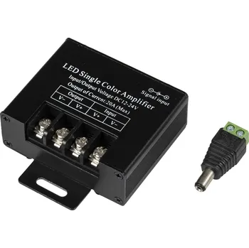 LED páska Jednokanálový zesilovač signálu AMP7 pro LED – rozšířené zatížení až 20 A (12-24 V DC, 240 W480 W, IP20) - - T-LED - 066091 - 066091