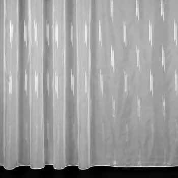 Záclona Voálová záclona J2029/07, šedé svislé proužky na bílé, s olůvkem, výška 140cm ( v metráži)