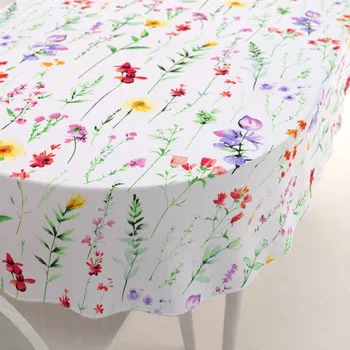 ubrus Bavlněný oválný ubrus Sandra SA-492 Květovaná louka na bílém 50x100 cm