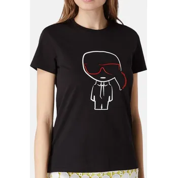 Dámské černé triko Karl Lagerfeld - Velikost XS, Barva Černá 55809 201W1738