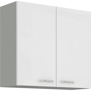 Kuchyňská linka HARLOW, skříňka horní 80 G-72 2F, šedá / bílý lesk + vyzvednutí ZDARMA