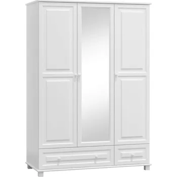 Šatní skříň Skříň 3D BHAGIRA 5, šíře 120 cm, masiv borovice, moření: bílé + vyzvednutí ZDARMA