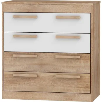 Komoda Komoda GATTON 4S, dub sonoma/bílý lesk, 5 let záruka + vyzvednutí ZDARMA