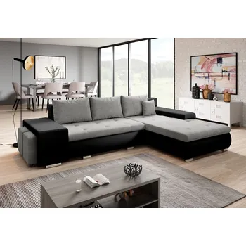 Sedací souprava Rohová rozkládací sedačka COLORITO MINI T 9, světle šedá/černá +možnost VÝNOSU + vyzvednutí ZDARMA