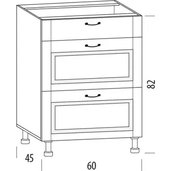 Kuchyňská linka SNOW, dolní skříňka se 3 šuplíky 60H/3S, korpus bílý, dvířka bílé MDF + vyzvednutí ZDARMA