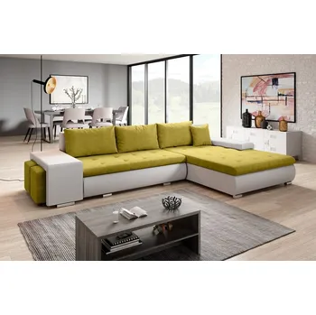 Sedací souprava Rohová rozkládací sedačka COLORITO T 4, žlutá/bílá +možnost VÝNOSU + vyzvednutí ZDARMA