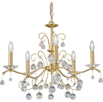 Lampička Lustr Austrolux Carmen II, sklo, pozlacené, 65 cm 24karátové pozlacení, čiré 5 x 60 W - Doprava zdarma