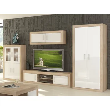 Obývací stěna Obývací stěna GOUDINI 9, dub sonoma/bílý lesk, 5 let záruka + vyzvednutí ZDARMA