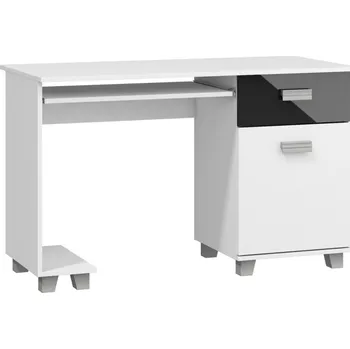 Psací stůl PC stůl KEATING, bílá/černý lesk, 5 let záruka + vyzvednutí ZDARMA