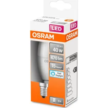 Lampička OSRAM Classic B LED žárovka E14 4,9W 6 500 K matná