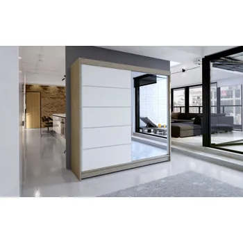 Šatní skříň Šatní skříň se zrcadlem NUDICAULIS III, dub sonoma/bílá + vyzvednutí ZDARMA