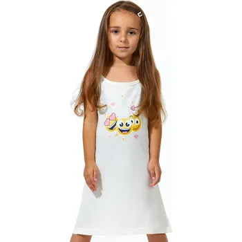 Bílá dívčí noční košilka na úzká ramínka Zamilovaní Smajlíci 1F0830 bílá 98-104-3-4-let