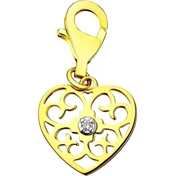 Přívěsek Přívěsek charms a žlutého zlata s briliantem - srdce - 0,008 ct - ryzost 585 - 110.362