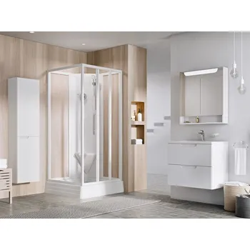 Sprchový box Ravak ASBP3 80x80, bílá+transparent (4 díly)