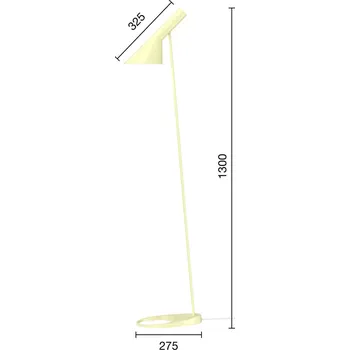 Lampička Louis Poulsen AJ designová stojací lampa světle žlutá - Délka základny 27,5 cm; šířka stínítka 14,5 cm; délka kabelu 260 cm 1 x 20 W - Doprava zdarma