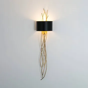 Lampička Holländer Nástěnné svítidlo Elba lungo, zlatá/černá, výška 144 cm, železo - Ø nástěnného držáku 10 cm zlatá, černá 1 x 25 W LED - Doprava zdarma