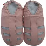 CAROZOO Kožené capáčky s koženou podrážkou růžové sandále 0-6 měsíců Růžová 18,5