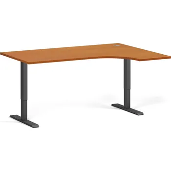 Psací stůl B2B Partner Rohový výškově nastavitelný stůl, 160x120 cm, 1 motor, L/P, černá podnož, třešeň