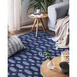 Modrý viskózový koberec s geometrickým vzorem 160 x 230 cm, ručně tkaný do obývacího pokoje, ložnice, moderního stylu Beliani