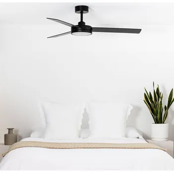 Lampička FARO BARCELONA LED stropní ventilátor Barth s osvětlením, černý - Kryt motoru – Ø 23,8 cm, výška 13,6 cm; délka křídla 54,2 cm; připojovací skříň – Ø 15 cm, výška 6 cm 1 x 24 W LED - Doprava zdarma