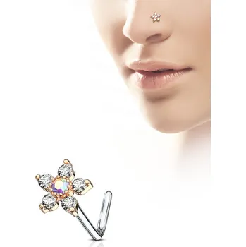 Piercing Steel Edge Piercing do nosu kytička SENOL-625 Barva: Rose gold