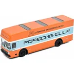 Mercedes Benz Race Transporter Porsche Gulf 1:64 - Schuco Mercedes O317 Transportér Porsche Gulf JW - kovový model auta