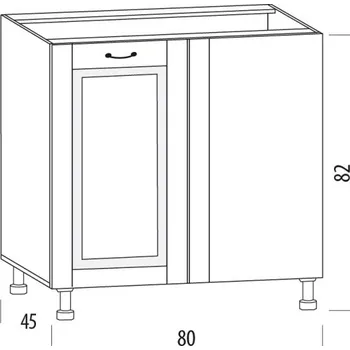 Kuchyňská linka SNOW, dolní skříňka rohová KH, korpus bílý, dvířka šedé MDF + vyzvednutí ZDARMA