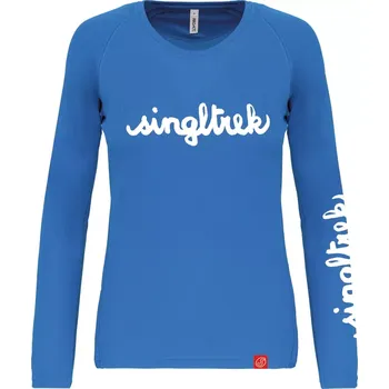 cyklistický dres dámský dres s dlouhým rukávem Singltrek Script aqua blue-bílá