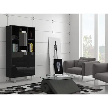 police Vitrína BOKARO 5, černá/černý lesk, 5 let záruka + vyzvednutí ZDARMA