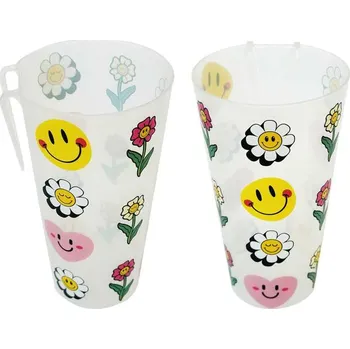 Jednorázové nádobí Kelímek Vraťák s klipem 500 ml, PP, transparentní, potisk Emoji