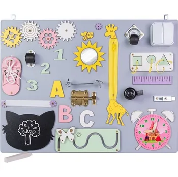 Dřevěná manipulační deska 50 x 37,5 cm, růžové hodiny