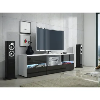 Televizní stolek Televizní stolek PAXTAKOR B, bílá/černý lesk, 5 let záruka + vyzvednutí ZDARMA