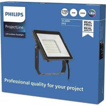 Venkovní reflektor Philips ProjectLine LED 3 000K 30W - Hlava - šířka 17,1 cm, výška 11,7 cm, hloubka 2,4 cm černá LED 30 W celkem
