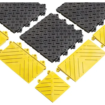 Venkovní dlažba FLOMAT Černá plastová plná rohož (dlaždice) Diamond Flex Lok Solid - 30 x 30 x 2,5 cm