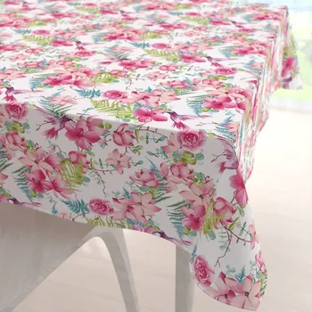 ubrus Bavlněný čtvercový ubrus Sandra SA-493 Kolibříci s růžovými květy na bílém 50x50 cm