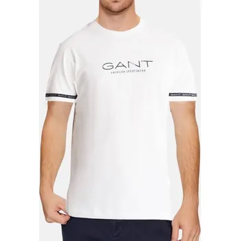 Pánské bílé triko Gant - Velikost L, Barva Bílá 55852 2323334T