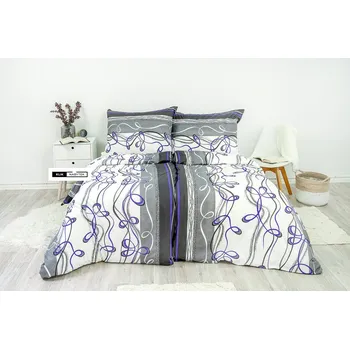 Povlečení Stanex Ložní povlečení bavlněné Lana šedo-fialová (LS139) ROZMĚR: 140x200 cm + polštář (90x70 cm)