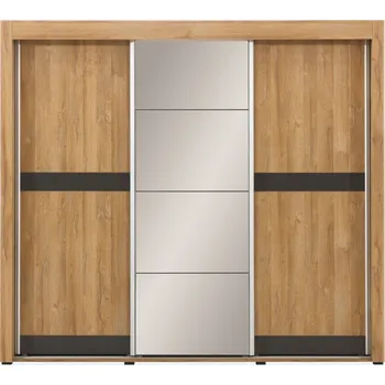 Šatní skříň Skříň s posuvnými dveřmi KITONGO 9, dub granson/grafit + vyzvednutí ZDARMA