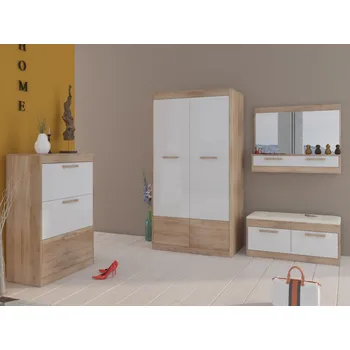 Předsíňová stěna Předsíňová stěna GATTON 2, dub sonoma/bílý lesk, 5 let záruka +možnost VÝNOSU + vyzvednutí ZDARMA