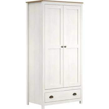 Šatní skříň Skříň FEMI 2D, bílá/hnědá + vyzvednutí ZDARMA