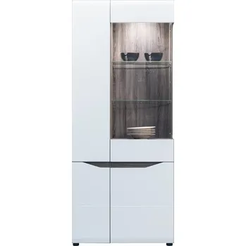 police Vitrína ALBIREO typ 3, dub sonoma truflový/bílý lesk + vyzvednutí ZDARMA