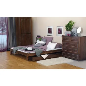 Postel Postel BELUKHA 160x200 cm s roštem, masiv borovice/moření ořech + vyzvednutí ZDARMA