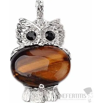 Přívěsek Tygří oko třpytivý fashion přívěsek v podobě sovy