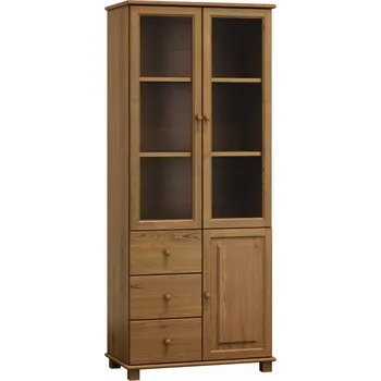 police Vitrína SAPITWA 5, masiv borovice, moření: dub + vyzvednutí ZDARMA