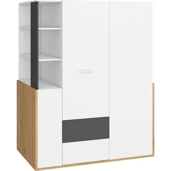 Šatní skříň Skříň LEPON 155, dub artisan/bílá/grafit, 5 let záruka +možnost VÝNOSU + vyzvednutí ZDARMA