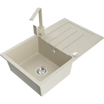 Granitový dřez Mexen Bruno oboustranný s excentrem + baterie Rita