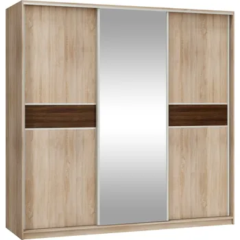 Šatní skříň Šatní skříň EUDUNDA 4 D se zrcadlem, dub sonoma/dub sonoma/dub sonoma tm., 5 let záruka +možnost VÝNOSU + vyzvednutí ZDARMA