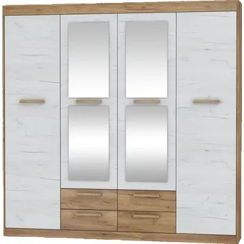 Šatní skříň Skříň GATTON 4D4S, craft zlatý/craft bílý, 5 let záruka +možnost VÝNOSU + vyzvednutí ZDARMA