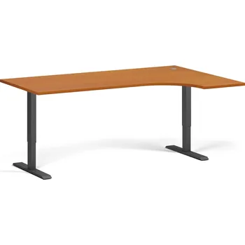 Psací stůl B2B Partner Rohový výškově nastavitelný stůl, 180x120 cm, 1 motor, L/P, černá podnož, třešeň